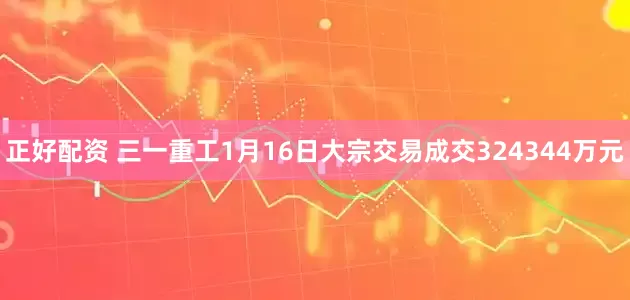 正好配资 三一重工1月16日大宗交易成交324344万元